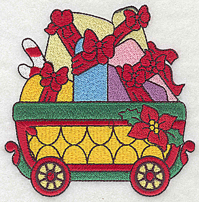 Embroidery Design: Train with gift parcels large 4.59w X 4.64h