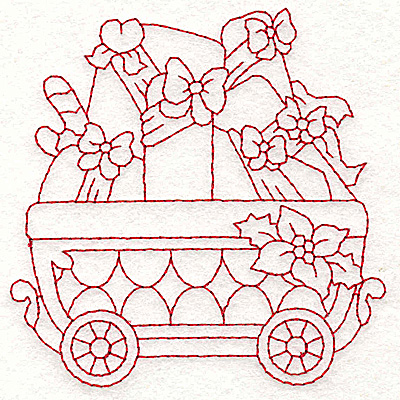 Embroidery Design: Train with gift parcels redwork 3.58w X 3.61h