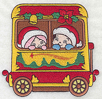 Embroidery Design: Train with children large 4.74w X 4.51h