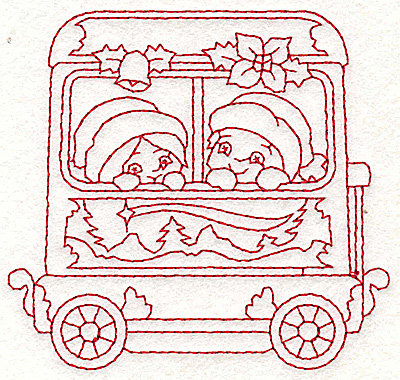 Embroidery Design: Train with children redwork 3.70w X 3.51h