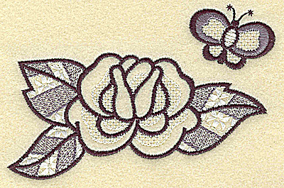Embroidery Design: Rose and butterfly 4.54w X 2.94h