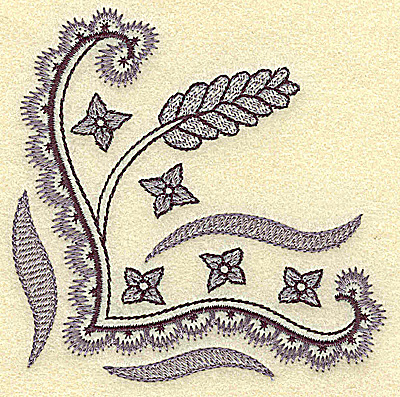 Embroidery Design: Wheat swirls and blossoms 3.77w X 3.86h