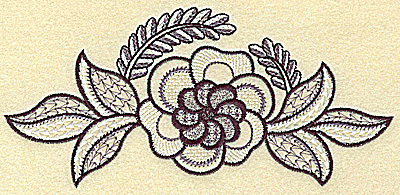 Embroidery Design: Bloom with leaves and vines 6.93w X 3.22h
