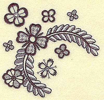 Embroidery Design: Blossoms and vines 3.85w X 3.77h