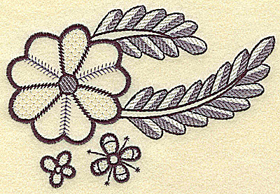 Embroidery Design: Large bloom mini flowers and vine 4.93w X 3.39h