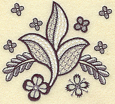 Embroidery Design: Leaves vines and blossoms 3.85w X 3.63h