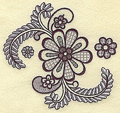 Embroidery Design: Flowers and vines 5.26w X 4.95h