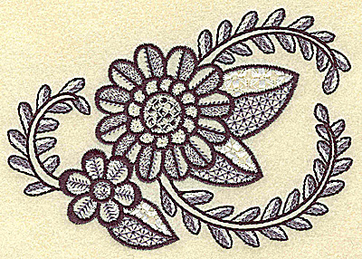 Embroidery Design: Flowers vines and leaves  4.90w X 3.54h