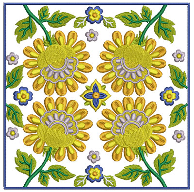 Embroidery Design: Floral Blocks 1 7.01w X 7.01h