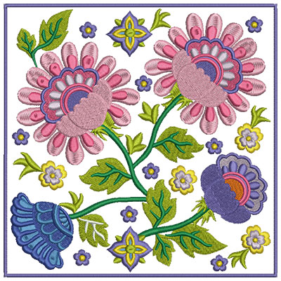Embroidery Design: Floral Blocks 3 7.02w X 7.02h
