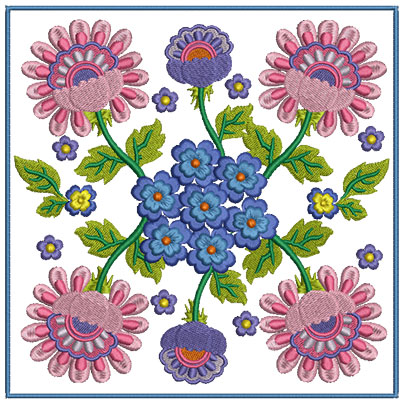 Embroidery Design: Floral Blocks 4 7.01w X 7.01h