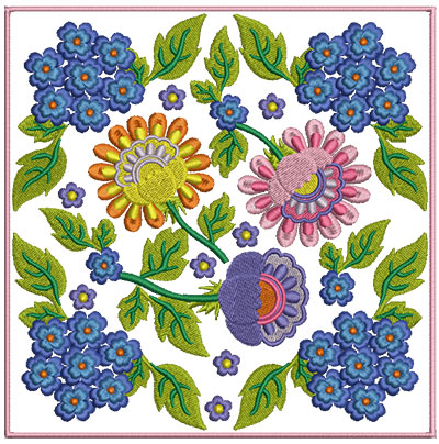 Embroidery Design: Floral Blocks 5 7.01w X 7.01h