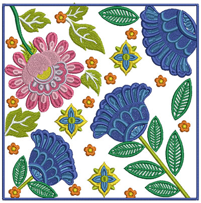 Embroidery Design: Floral Blocks 7 7.01w X 7.03h
