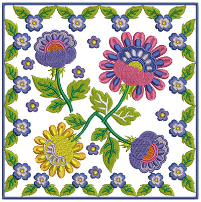 Embroidery Design: Floral Blocks 9 7.02w X 7.02h