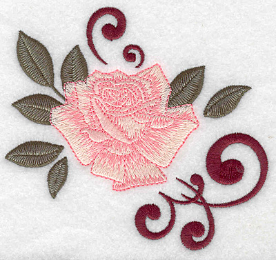 Embroidery Design: Rose with swirls 4.97w X 4.58h