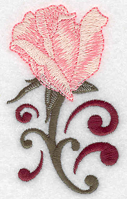 Embroidery Design: Rose bud opening 2.17w X 3.66h