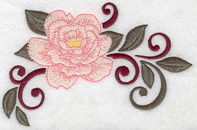 Embroidery Design: Rose and leaves 6.27w X 3.98h