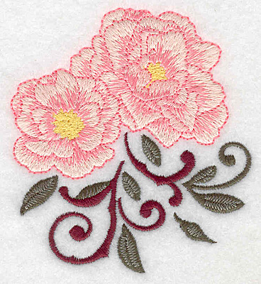 Embroidery Design: Rose duo 3.44w X 3.83h
