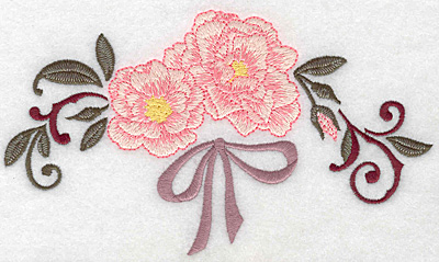 Embroidery Design: Roses and ribbons 6.98w X 4.02h