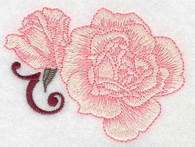Embroidery Design: Rose and bud 3.82w X 2.90h