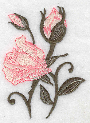 Embroidery Design: Rose opening with buds 2.80w X 3.84h