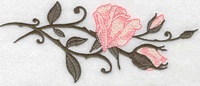 Embroidery Design: Rose and buds horizontal 6.93w X 2.86h
