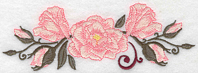 Embroidery Design: Roses with swirl 6.93w X 2.39h
