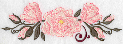 Embroidery Design: Roses with swirl large 9.00w X 2.99h