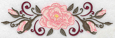 Embroidery Design: Rose buds and swirls 6.99w X 2.20h
