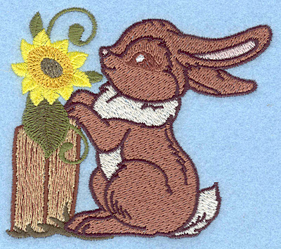 Embroidery Design: Bunny and sunflower 3.89w X 3.45h