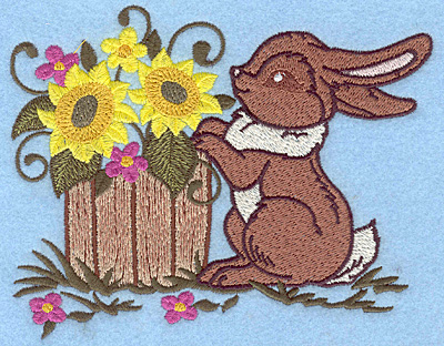 Embroidery Design: Bunny and barrel 5.85w X 4.64h