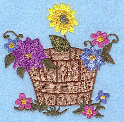Embroidery Design: Barrel of flowers 3.78w X 3.88h