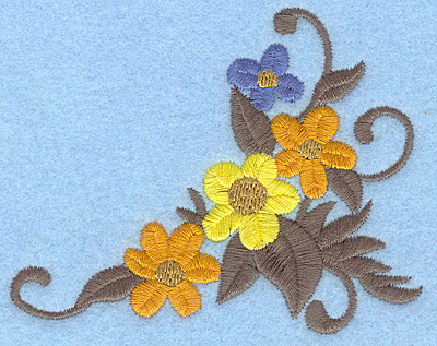 Embroidery Design: Floral corner B 3.85w X 3.05h