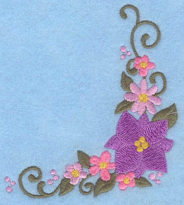 Embroidery Design: Floral corner E 3.61w X 3.89h