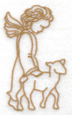 Embroidery Design: Angel with lamb 2.32w X 3.84h