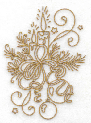 Embroidery Design: Candles pines bows swirls and stars large 3.53w X 4.93h