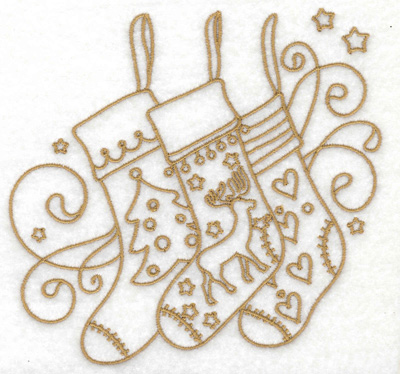 Embroidery Design: Christmas stockings stars and swirls large 4.94w X 4.91h