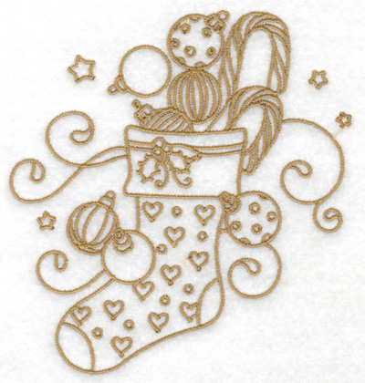 Embroidery Design: Christmas stocking stars and swirls large 4.62w X 4.98h