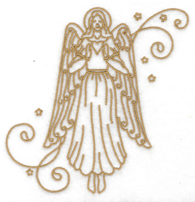 Embroidery Design: Angel stars swirls large 4.87w X 4.96h