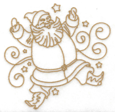 Embroidery Design: Santa with swirls and stars large 4.83w X 4.92h