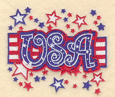 Embroidery Design: USA flag and stars 3.90"w X 3.33"h