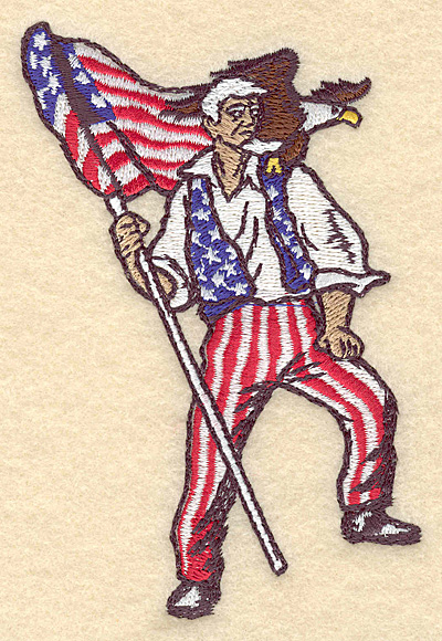 Embroidery Design: Uncle Sam with flag and eagle 3.05"w X 4.97"h