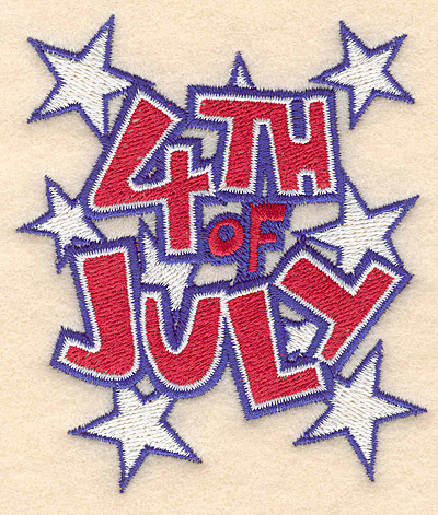Embroidery Design: 4th of July 3.22"w X 3.77"h