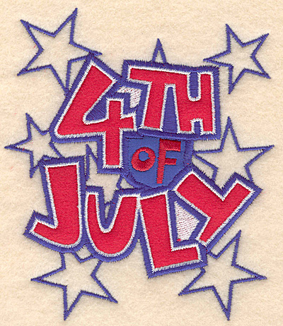 Embroidery Design: 4th of July large double applique 4.30"w X 5.00"h