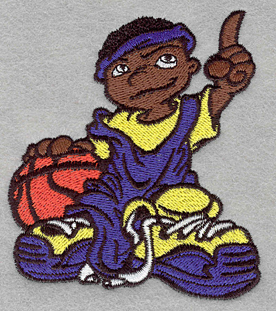 Embroidery Design: Basketball dude3.40w X 3.90h