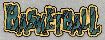 Embroidery Design: Basketball text applique7.00w X 2.53h