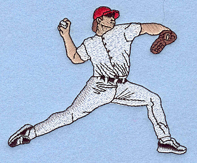 Embroidery Design: Baseball pitcher 3.83"w X 3.09"h