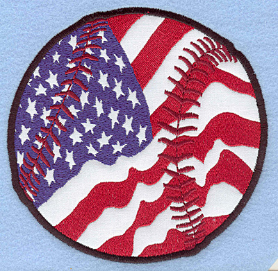 Embroidery Design: Baseball American flag large applique 4.93"w X 4.90"h