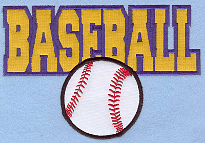 Embroidery Design: Baseball text with ball large double applique 7.00"w X 4.78"h