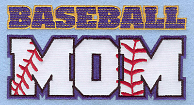 Embroidery Design: Baseball mom large applique 6.50"w X 3.44"h